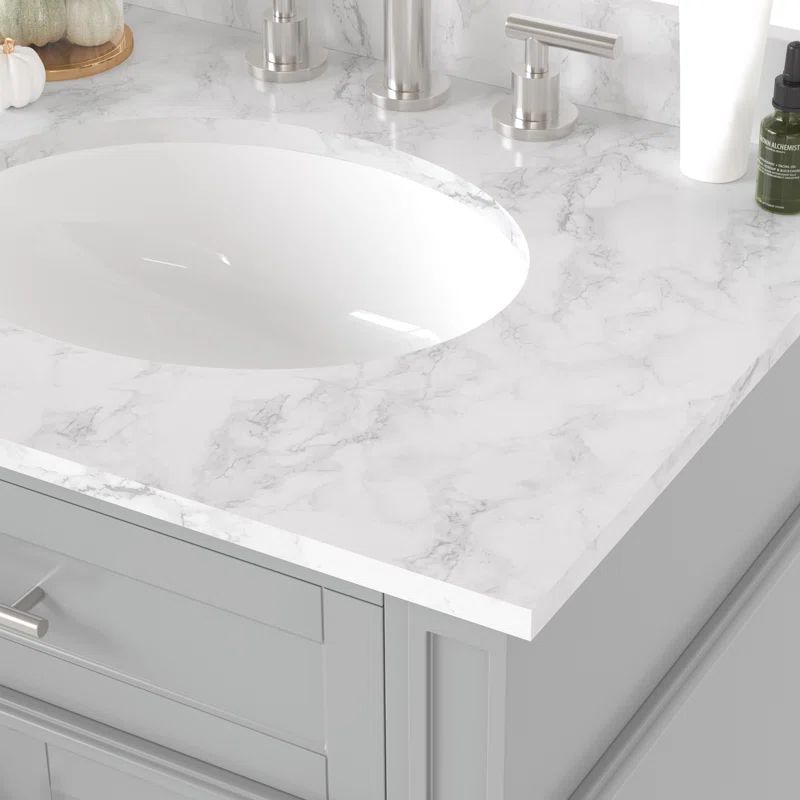 Deivy 60'' Double Bathroom Vanity with Engineered Marble Top | Wayfair North America