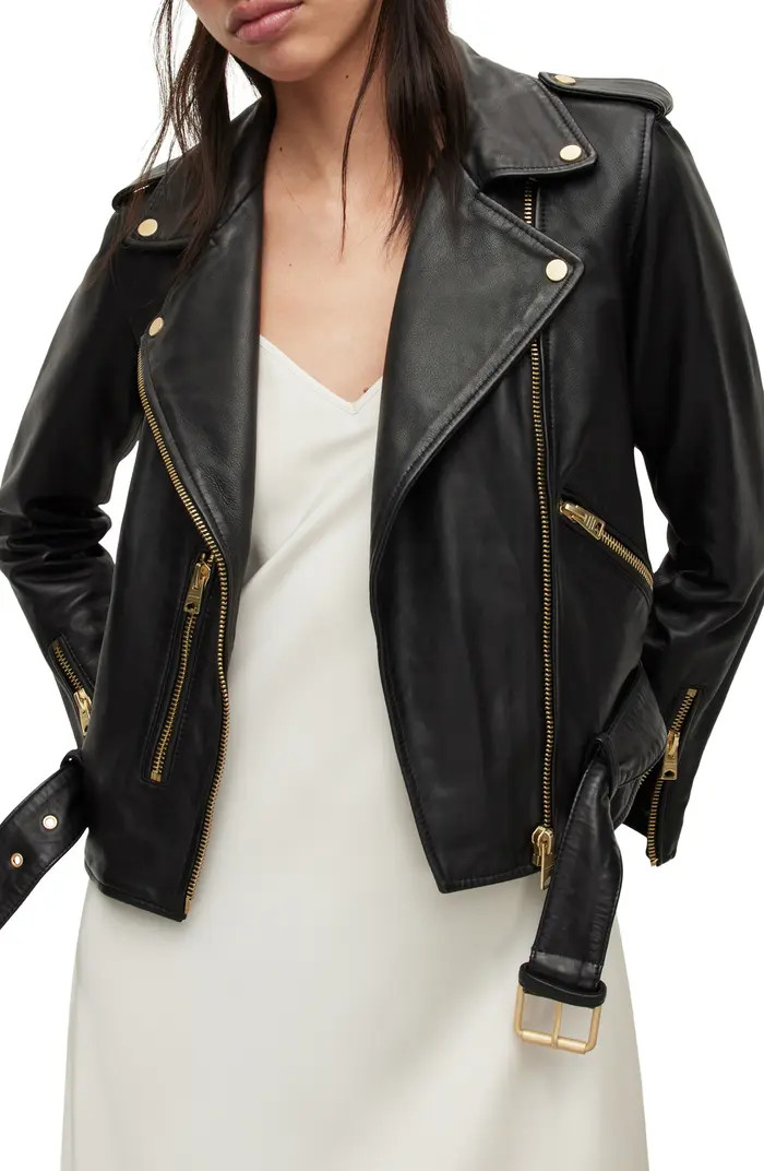 Balfern Sheepskin Leather Biker Jacket | Nordstrom