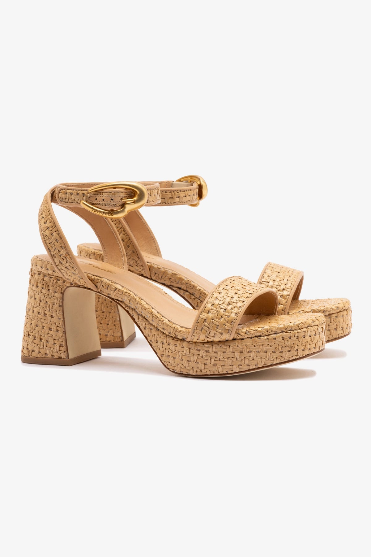Dolly Verona Low Sandal In Natural Raffia and Beige Leather | Larroude