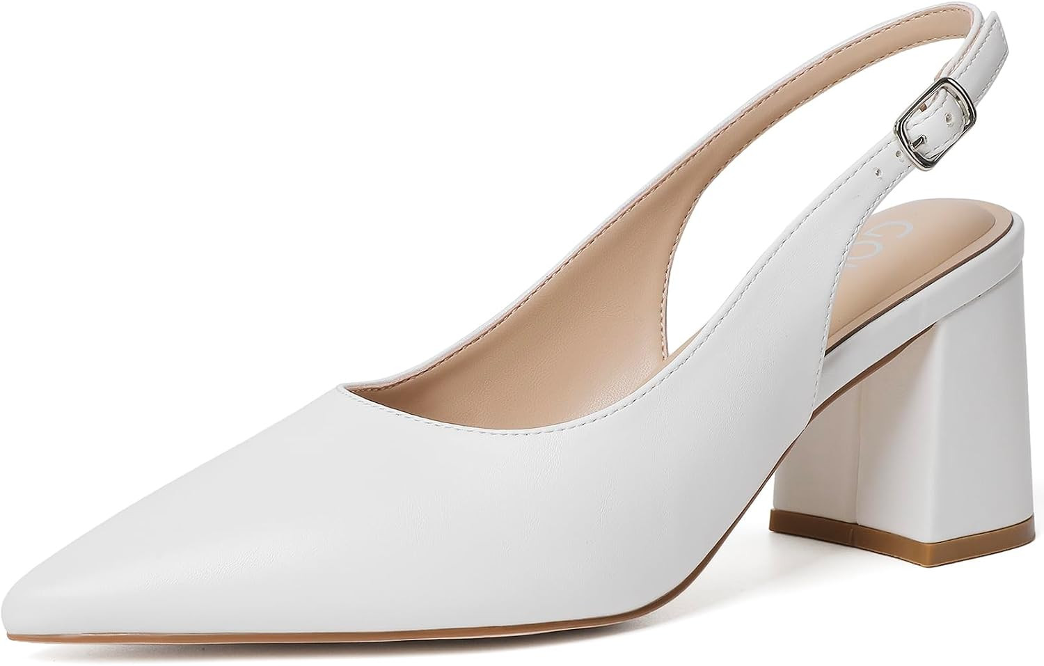 Mostrin Block Slingback Heels for Women Pointed Closed Toe Chunky Heels Office Work Shoes Women's Pumps for Business Casual | Amazon (US)
