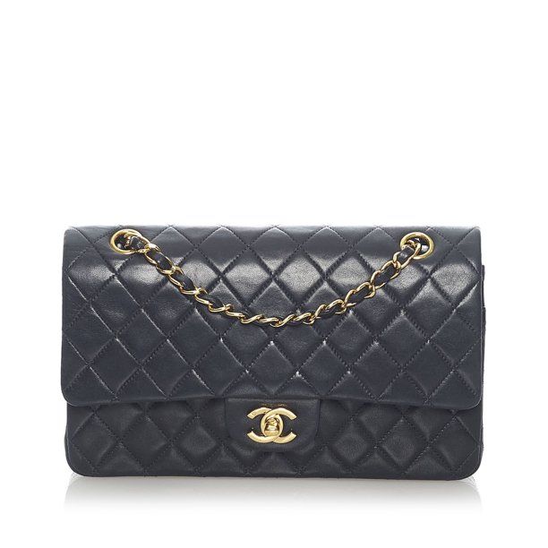 Pre-Owned Chanel Classic Medium Lambskin Double Flap Bag Leather Black | Walmart (US)