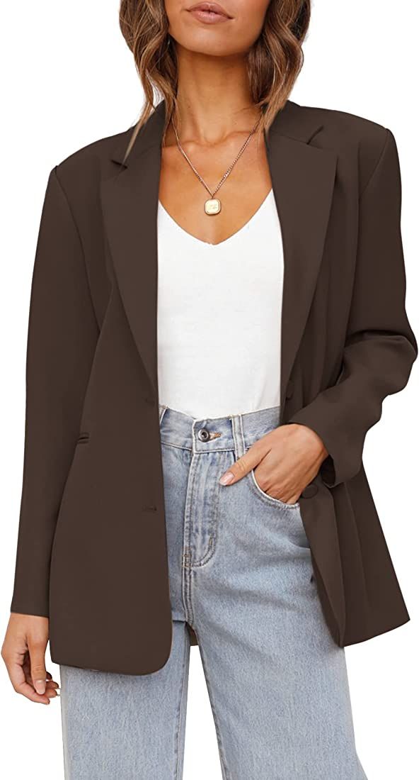 Women's Casual Blazers Long Sleeve Oversized Open Front Business Lapel Button Work Office Jackets | Amazon (US)