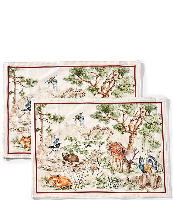 Woodland Story Reversible Placemats, Set of 2 | Dillard's