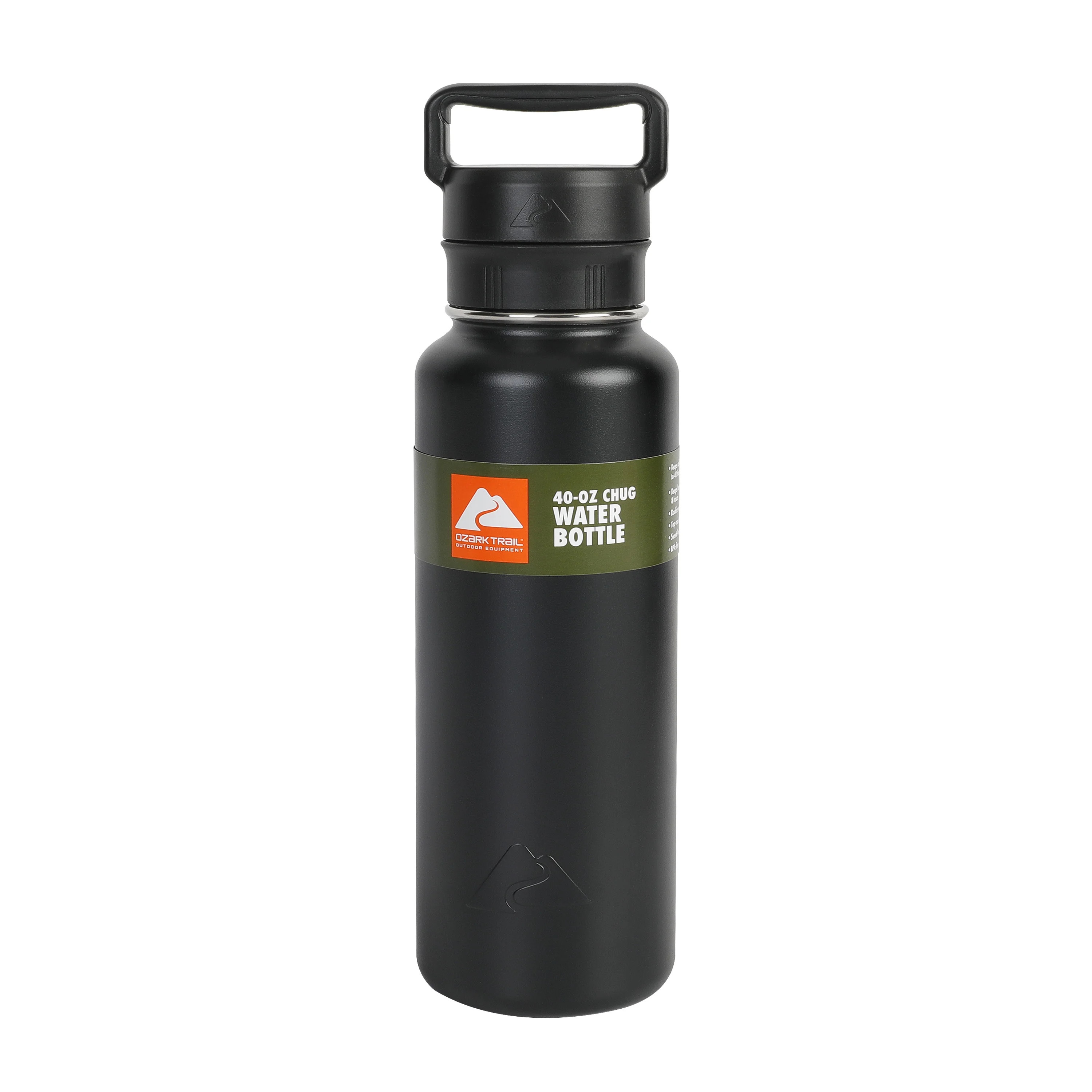 Ozark Trail 40 oz Vacuum Insulated Stainless Steel Water Bottle, Black | Walmart (US)