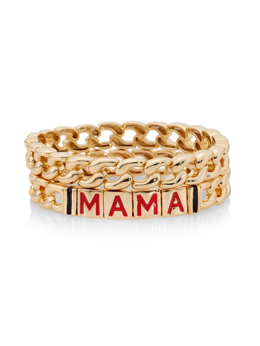 2-Piece Mama Goldtone & Enamel Stretch Bracelet Set | Saks Fifth Avenue