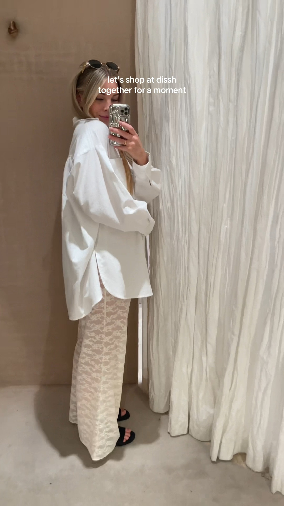 A little dissh haul try on for you, these are the pieces currently on my wish list! Which ones should I add to my cart?
✨White lace, black lace plants and black cupro pants with lace trim are all size 8 here. 
✨White shirt is size 12, all they had in stock, just wanted to see how it looked with the pants. Would normally go down a size for this shirt, I would take a size 6.
✨Black lace cami is size 10, all they had in stock but I’d normally go size 8 for this. 

#LTKaustralia #LTKstyletip #LTKsummer