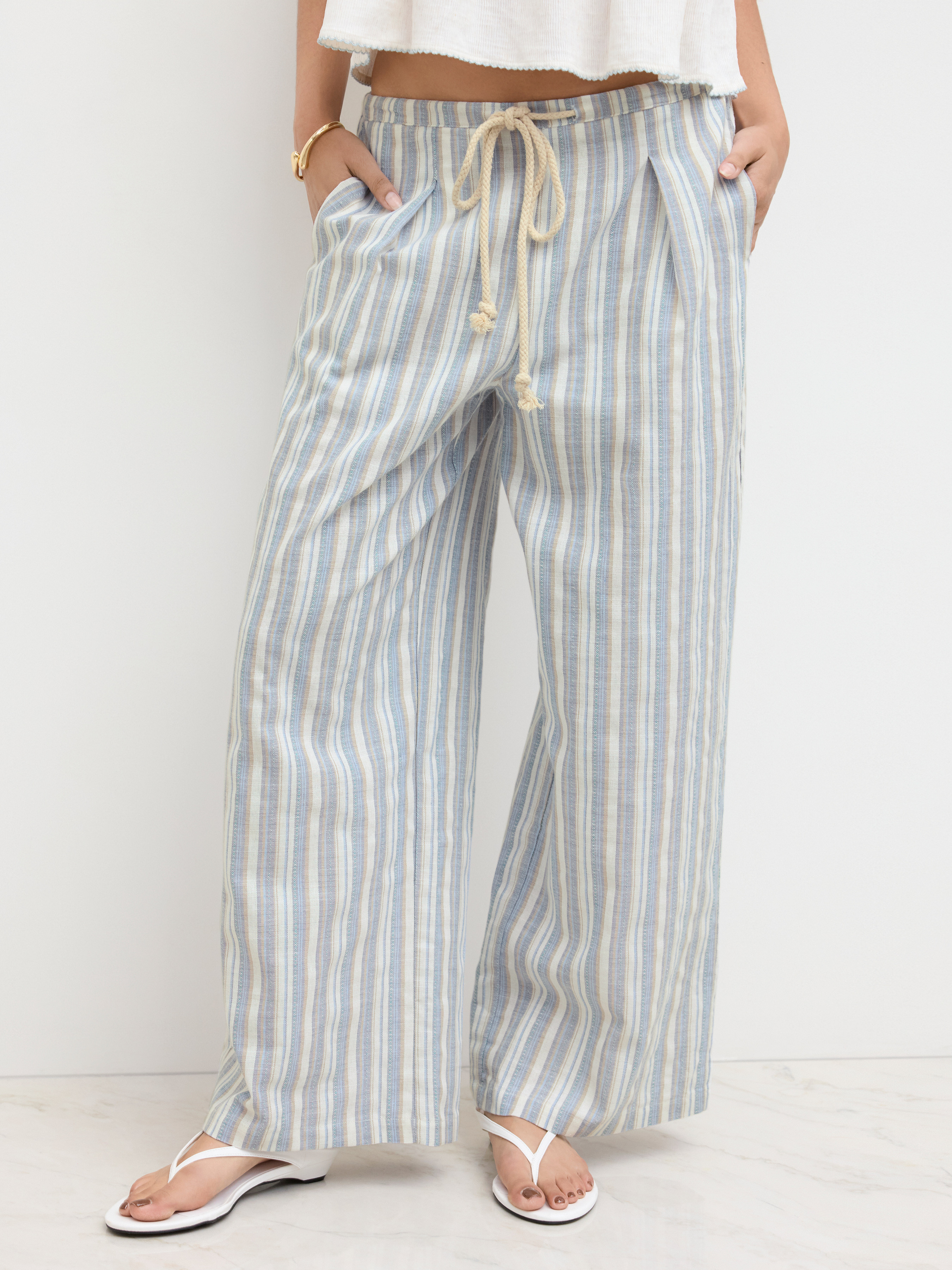 Linen-blend Linen Striped Vacation Pant  For Vacation | Cider