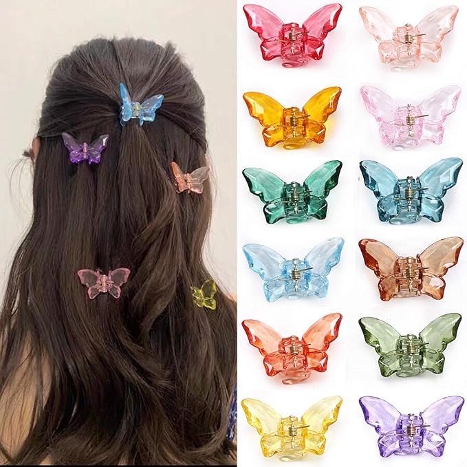 NAISIER Hair Claw Clips Jaw Clips 1.8 inch 24 Pieces Girls Clear Butterfly Hair Clips, Beautiful ... | Amazon (US)