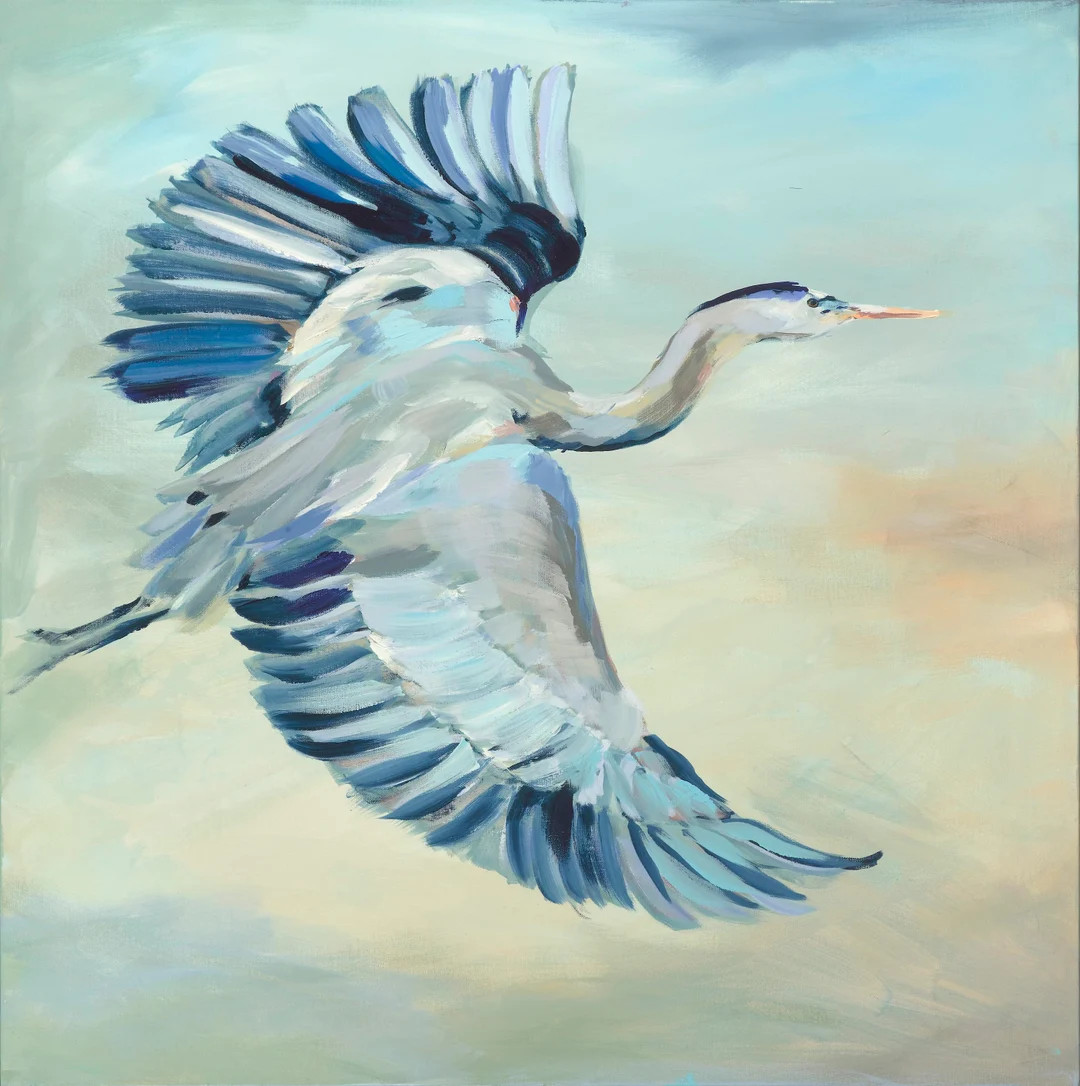 Heron in Flight, Print of Original Acrylic Painting, by Kim Hovell - Etsy | Etsy (US)