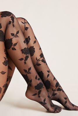 Hansel From Basel Sheer Bold Rose Tights | Anthropologie (US)