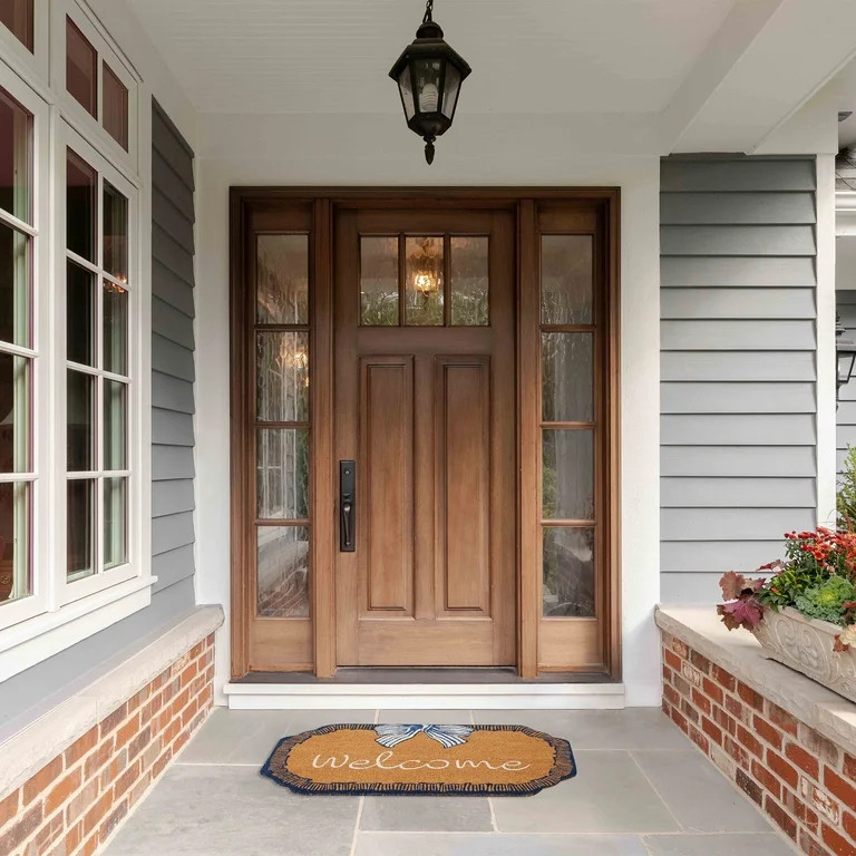 Bow Welcome Coir Outdoor Doormat, Blue and White, 48" x 30", by My Texas House | Walmart (US)