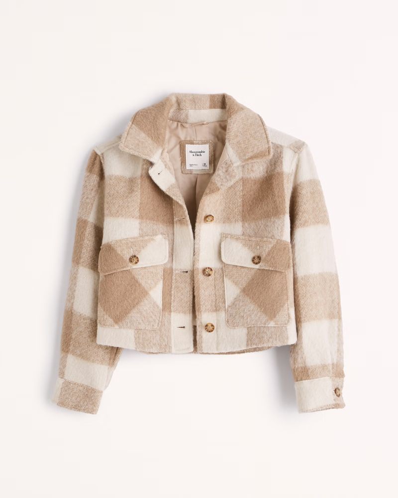 Cropped Cozy Shirt Jacket | Abercrombie & Fitch (US)