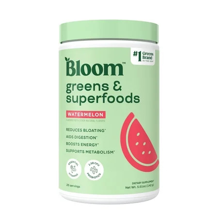 Bloom Nutrition Greens & Superfoods Powder, Watermelon, 25 Servings | Walmart (US)