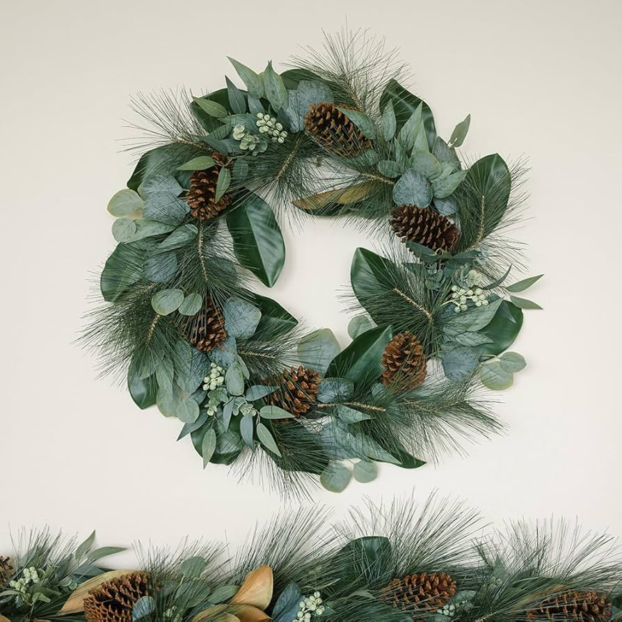 CG Hunter Holiday Collection Faux Wreath, Premium Artificial Indoor and Outdoor Large 28" Magnoli... | Amazon (US)