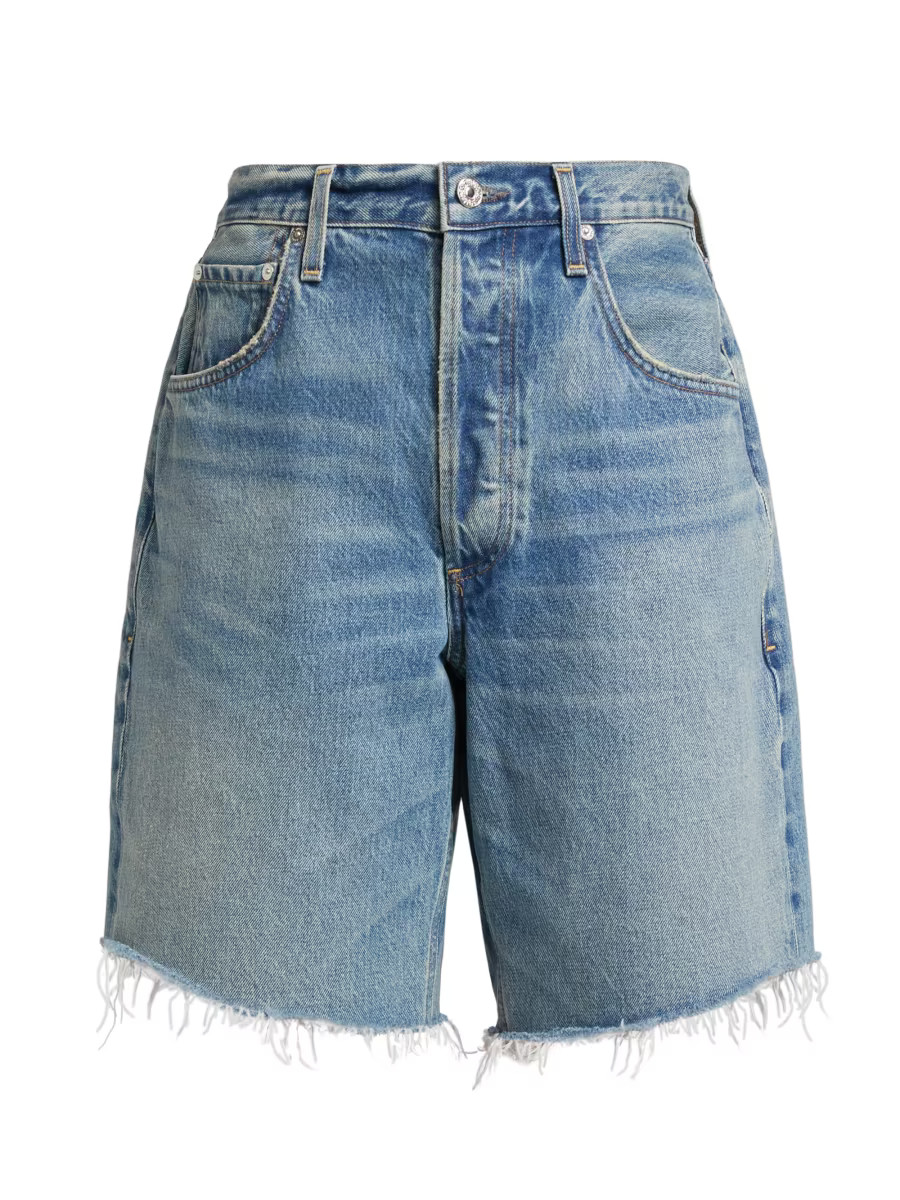Ayla Baggy Raw-Edge Denim Shorts | Saks Fifth Avenue