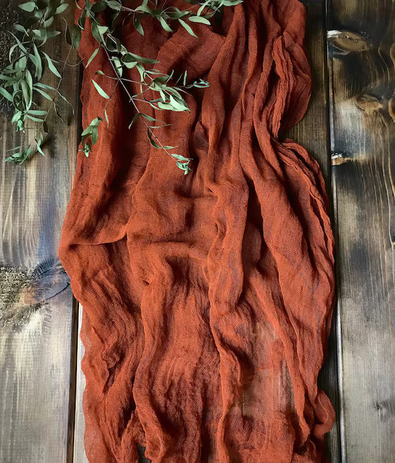 Terracotta Table Runner Cheesecloth Rustic Wedding Decor | Etsy | Etsy (US)