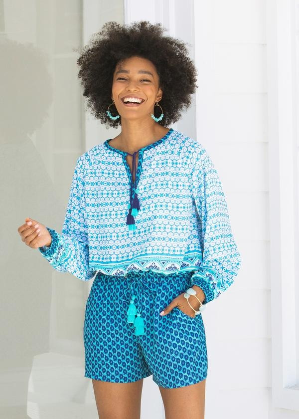 Aruba Blues Tassel Blouse | Cabana Life