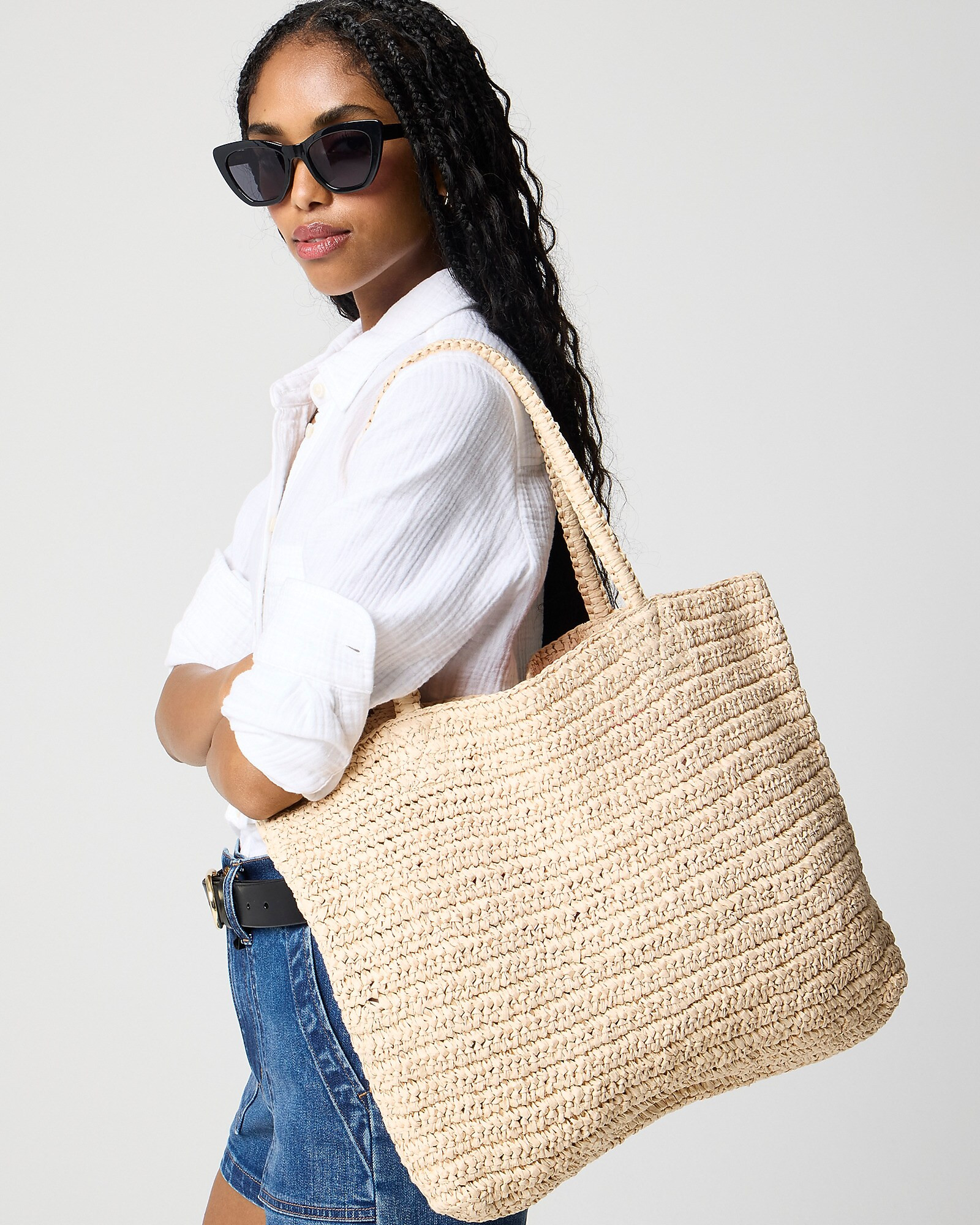 Packable straw tote bag | J.Crew Factory