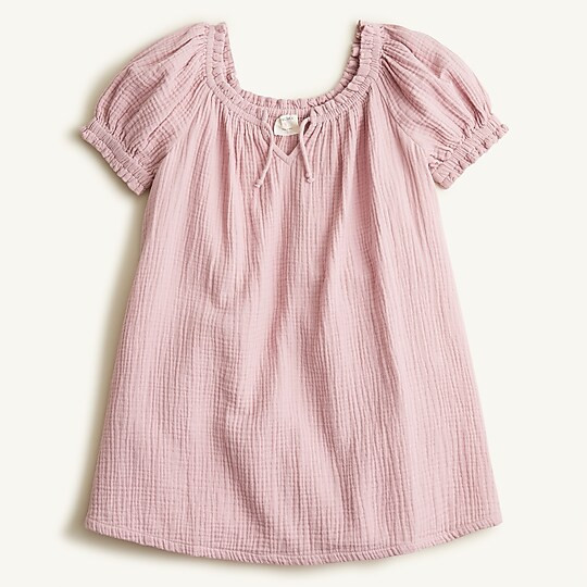Girls' puff-sleeve dress in soft gauze | J. Crew US