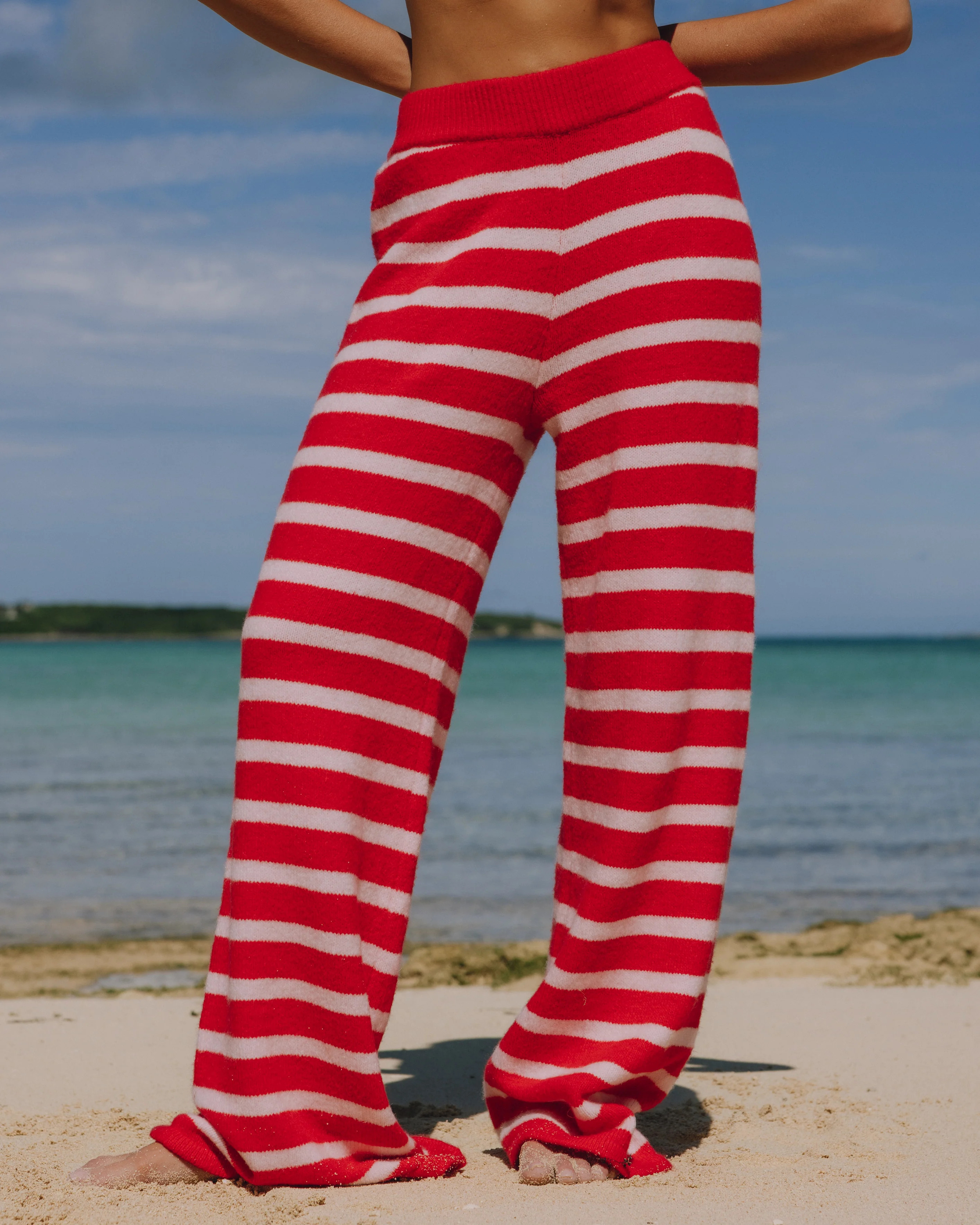 Knit Pants - Heart + Pale Pink stripe | Daily Drills LLC