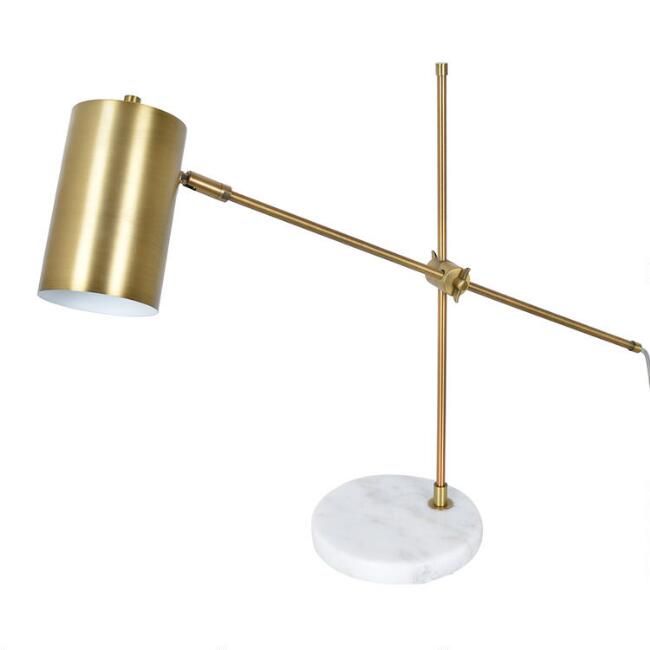Gold and White Marble Torrey Adjustable Task Lamp | World Market