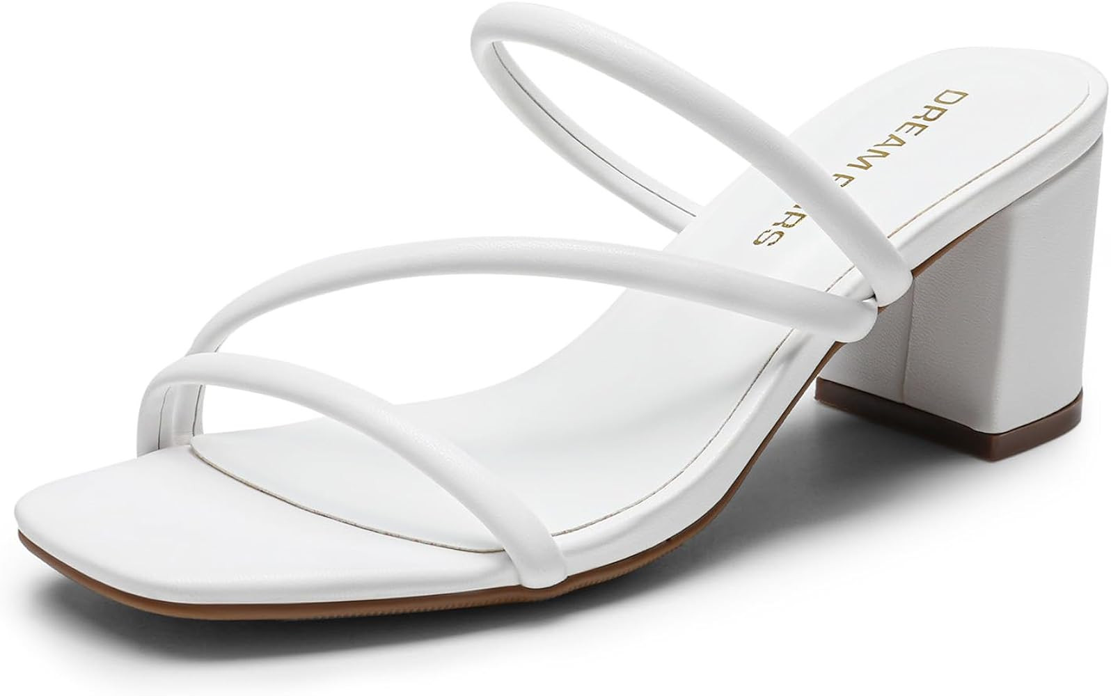 DREAM PAIRS Women's Strappy Heels Open Toe Low Chunky Heel Slip On Mules Square Block Sandals Dre... | Amazon (US)