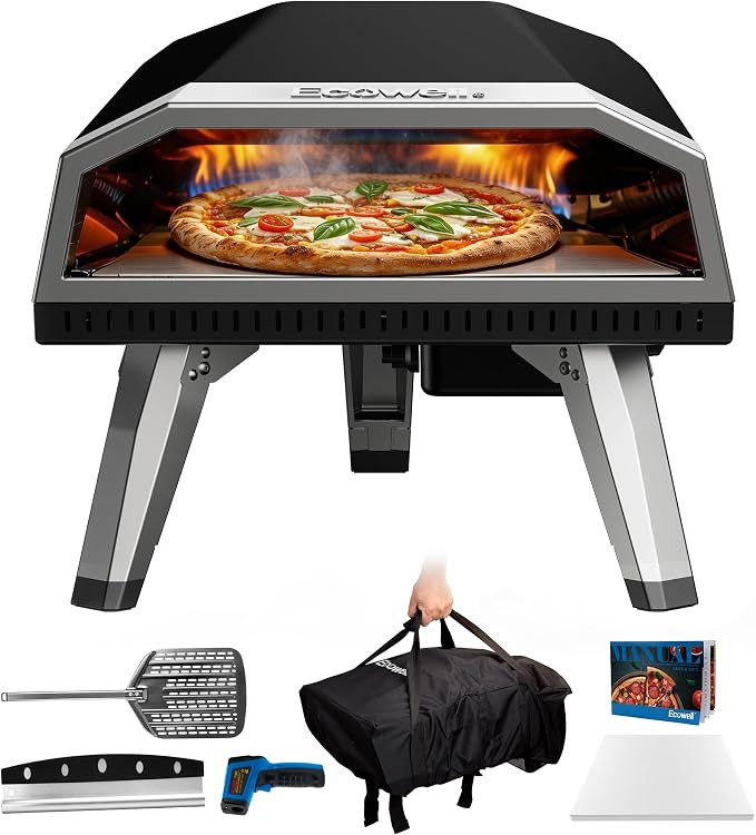 ECOWELL 12 inch Gas Pizza Oven Outdoor Propane, Portable Pizza Oven with Stone, Stainless Steel P... | Amazon (US)
