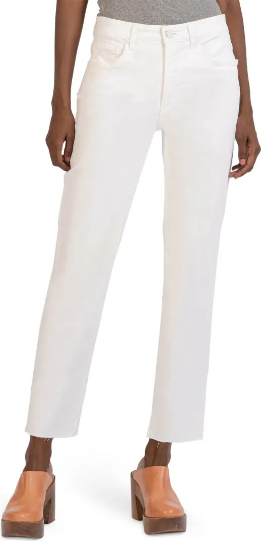 Rachael Fab Ab High Waist Raw Hem Mom Jeans | Nordstrom