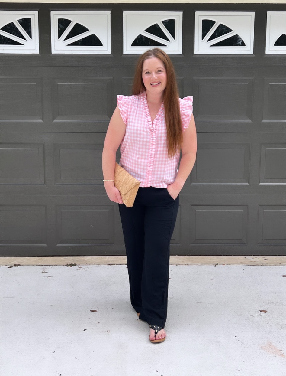 Old Navy style, Old Navy linen pants, Jcrew Factory style, cork clutch, ETSY style finds, Tory Burch sandal dupes, OOTD, LTKworkwear, gingham 

#LTKunder50 #LTKitbag #LTKworkwear