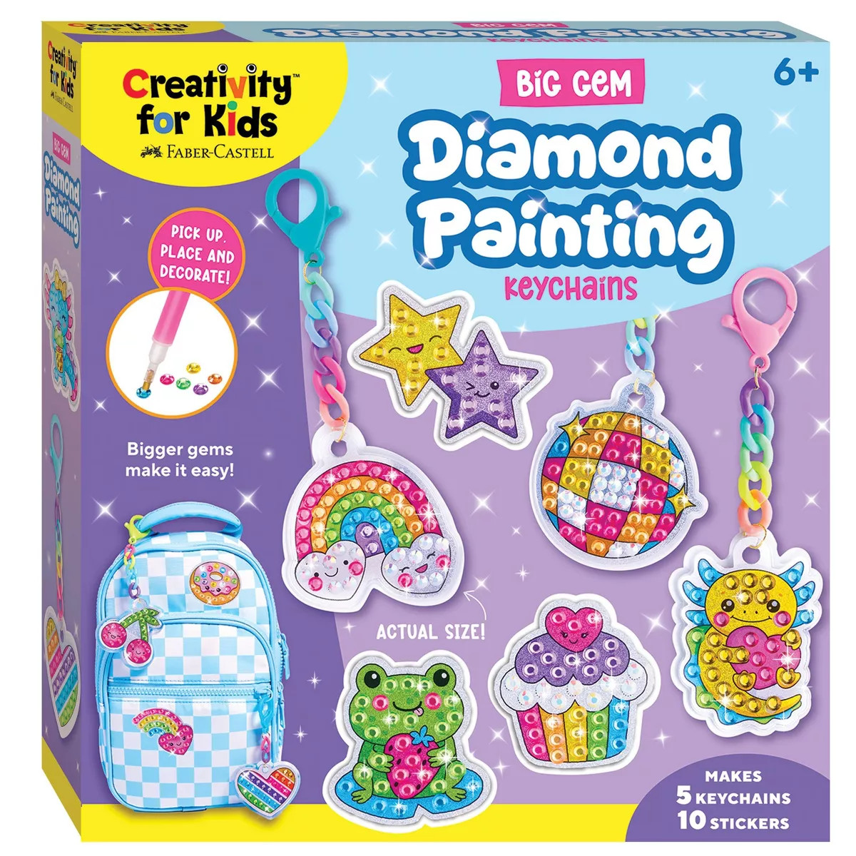 Creativity for Kids 5ct Keychains and 10ct Stickers Activity Big Gem Diamond Painting Activity Cr... | Target
