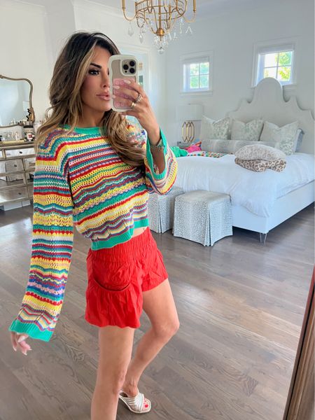*USE CODE 20EMILY for 20% off!!*
Wearing a size small in top and shorts! 
@pinklily #pinklily #pinklilypartner

Pink lily, summer fashion, spring fashion, denim shorts, casual outfit, summer sweater, Emily Ann Gemma 

#LTKfindsunder50 #LTKstyletip