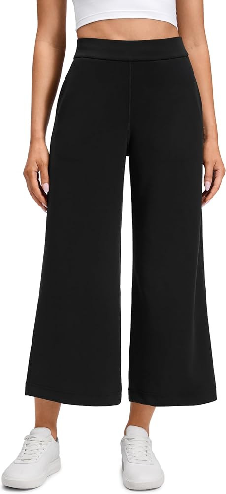 CRZ YOGA SoftAura Wide Leg Cropped Sweatpants Women 25" - Modal Lounge Travel Casual Capri Pants ... | Amazon (US)
