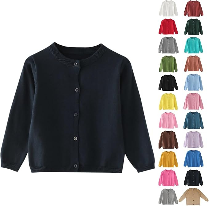 Girls Cardigan Sweater 2026 Fall Kids School Uniforms Cotton Button Down Toddler Sweaters Tops Wi... | Amazon (US)