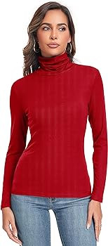Women's Long Sleeve Casual Lightweight Turtleneck Top Slim Fit Thermal Active Layer Shirts | Amazon (US)