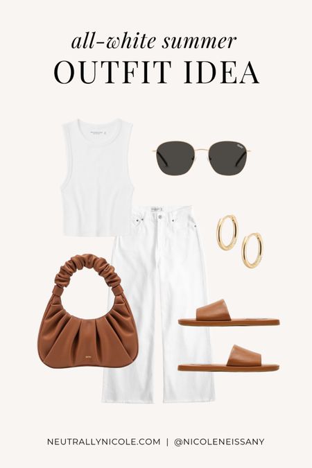 All white outfit for summer

// all white summer outfit, summer outfits, white outfit, casual outfit, travel outfit, errands outfit, everyday outfit, brunch outfit, summer trends, summer fashion, summer jeans, white tank top, white jeans, white denim, wide leg jeans, wide leg cropped jeans, wide leg jeans outfit, round sunglasses, ruched hobo bag, handbag, purse, slide sandals, gold hoop earrings, Abercrombie jeans, Abercrombie, Amazon fashion, DIFF eyewear, Steve Madden, neutral outfit, neutral fashion, neutral style, Nicole Neissany, Neutrally Nicole, neutrallynicole.com (4.27)

#LTKfindsunder100 #LTKtravel #LTKfindsunder50 #LTKshoecrush #LTKSeasonal #LTKitbag #LTKstyletip #LTKsalealert
