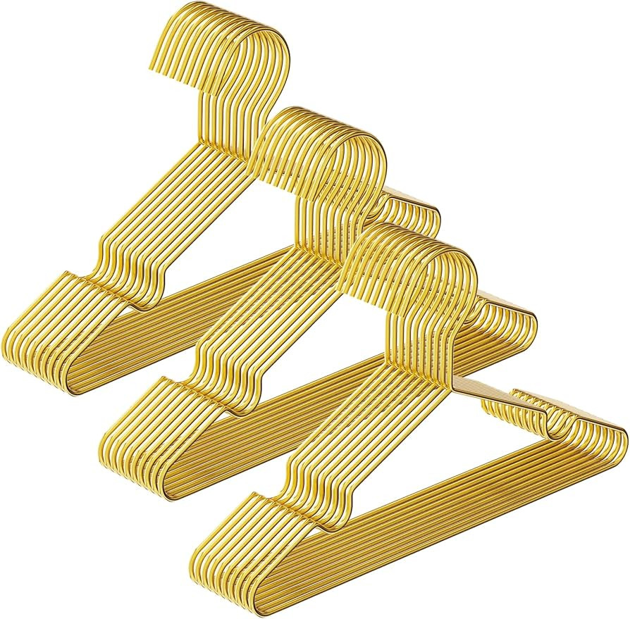 12 Inch Gold Kids Baby Hangers 30 Pack, Strong Metal Toddler Hangers for Closet, Space Saving Chi... | Amazon (US)