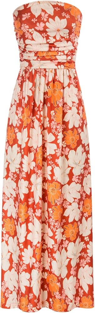 GRACE KARIN Women Strapless Casual Loose Ruched Long Maxi Dress with Pockets | Amazon (US)