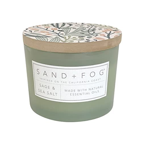 Sand + Fog Scented Candle - Sage & Sea Salt – Additional Scents and Sizes – 100% Cotton Lead-Free Wick - Luxury Air Freshening Jar Candles - Perfect Home Decor – 12oz, White | Amazon (US)
