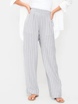 High-Waisted Linen-Blend Super Wide-Leg Pants | Old Navy (US)