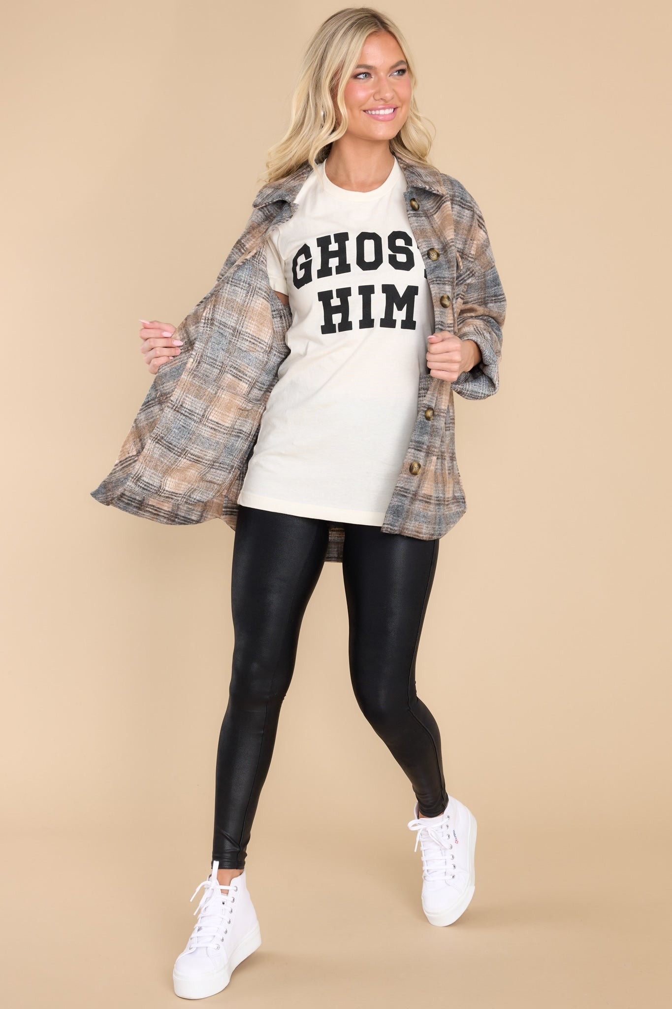 Do What You Like Camel Plaid Shacket | Red Dress 