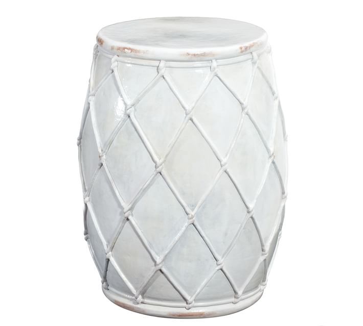 Net Ceramic Accent Table, Ivory | Pottery Barn (US)