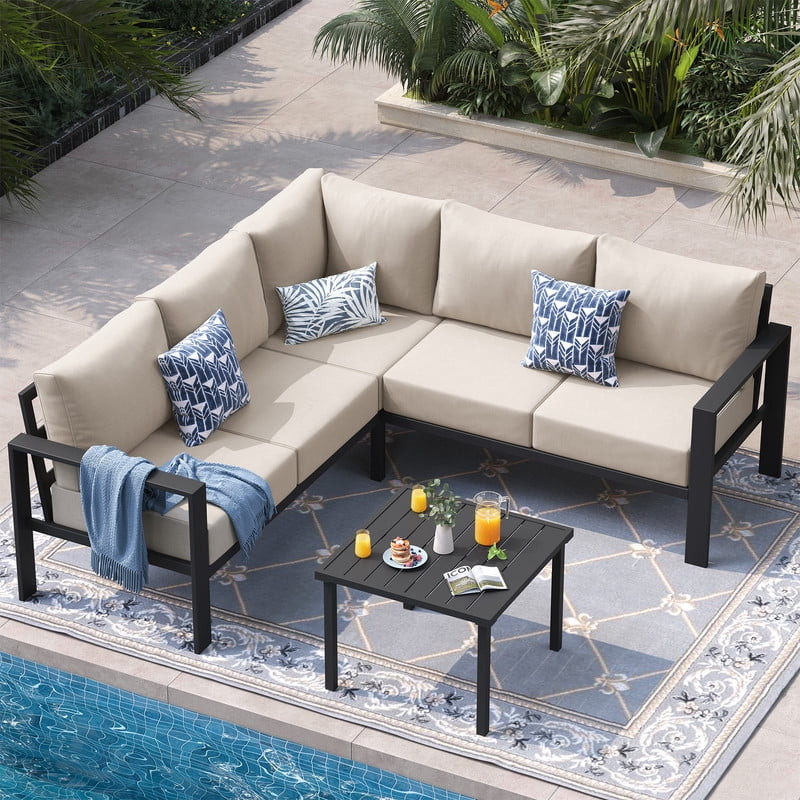ELPOSUN 6 Pieces Patio Furniture Sets with 6" Thick Olefin Cushions, Metal Outdoor Sectional Furn... | Walmart (US)