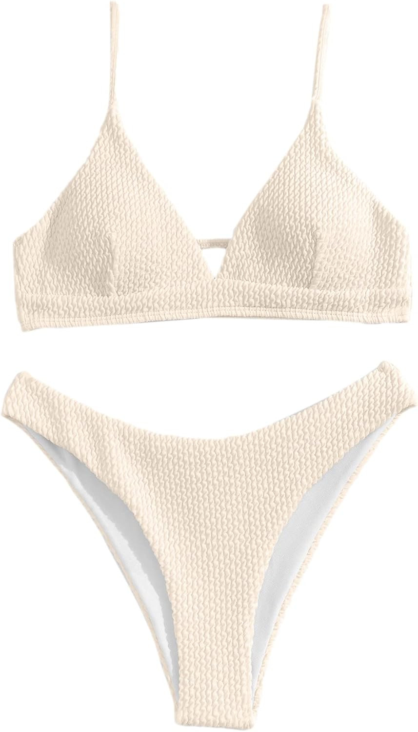 SOLY HUX Women's Metallic Halter Top Two Piece Swimsuit Tie Side Triangle Bikini | Amazon (US)