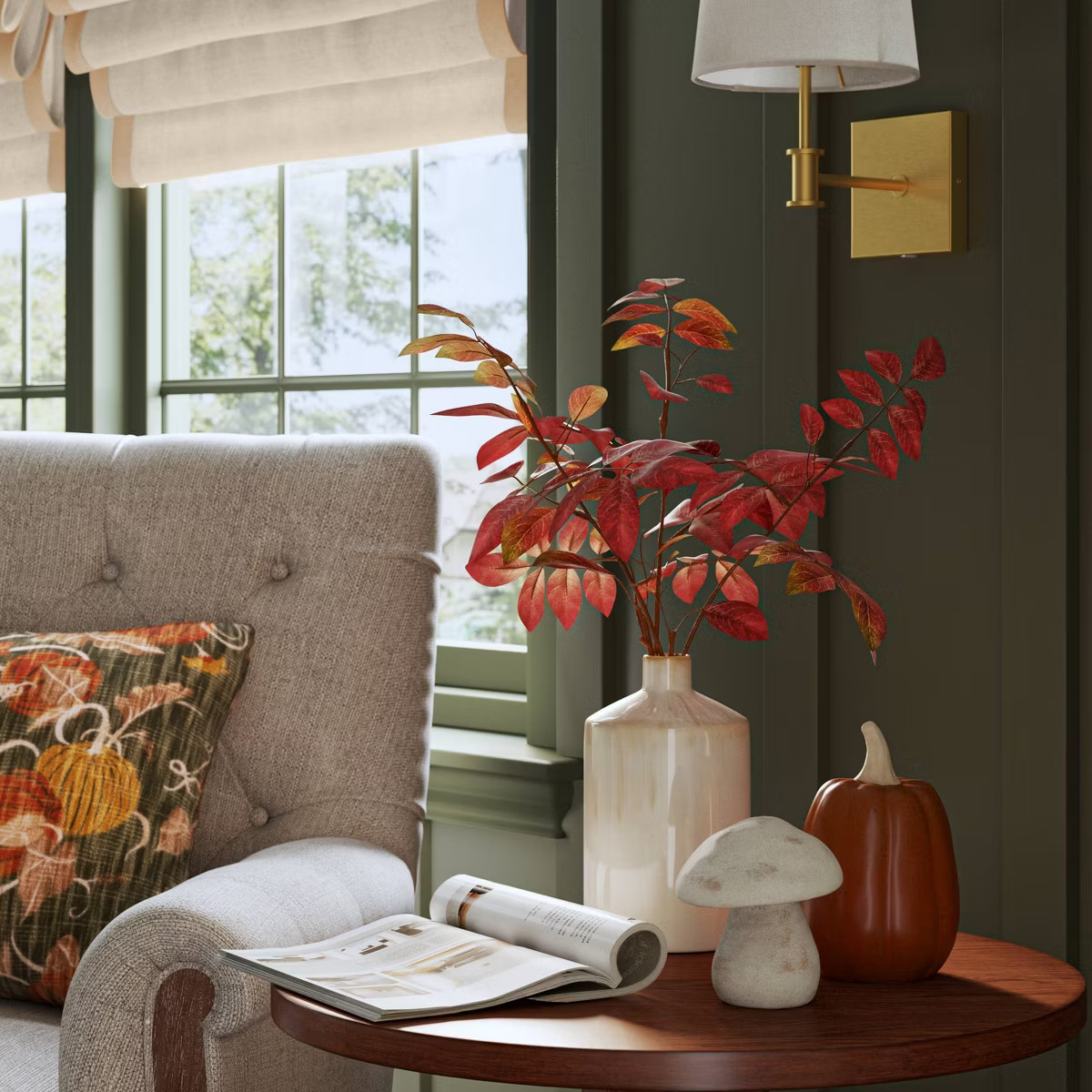 Leaf Arrangement in Ceramic Pot Red - Threshold™ | Target