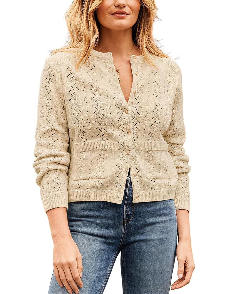 SKIKYAN Women's Fall Cardigan Sweaters Knit Button Down Long Sleeve Casual Knit Outerwear | Amazon (US)