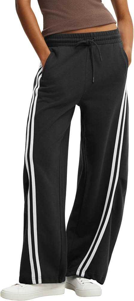 Women's Side Striped Sweatpants Baggy Barrel Wide Leg Track Pants | Amazon (US)