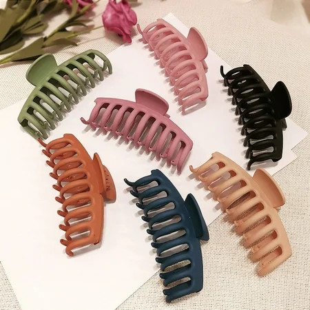 Hair Claw Clips Grip Large 7-in-1 Set Hair Barrettes Non-Slip Tight Simple Cute Vintage Korean Style | Walmart (US)