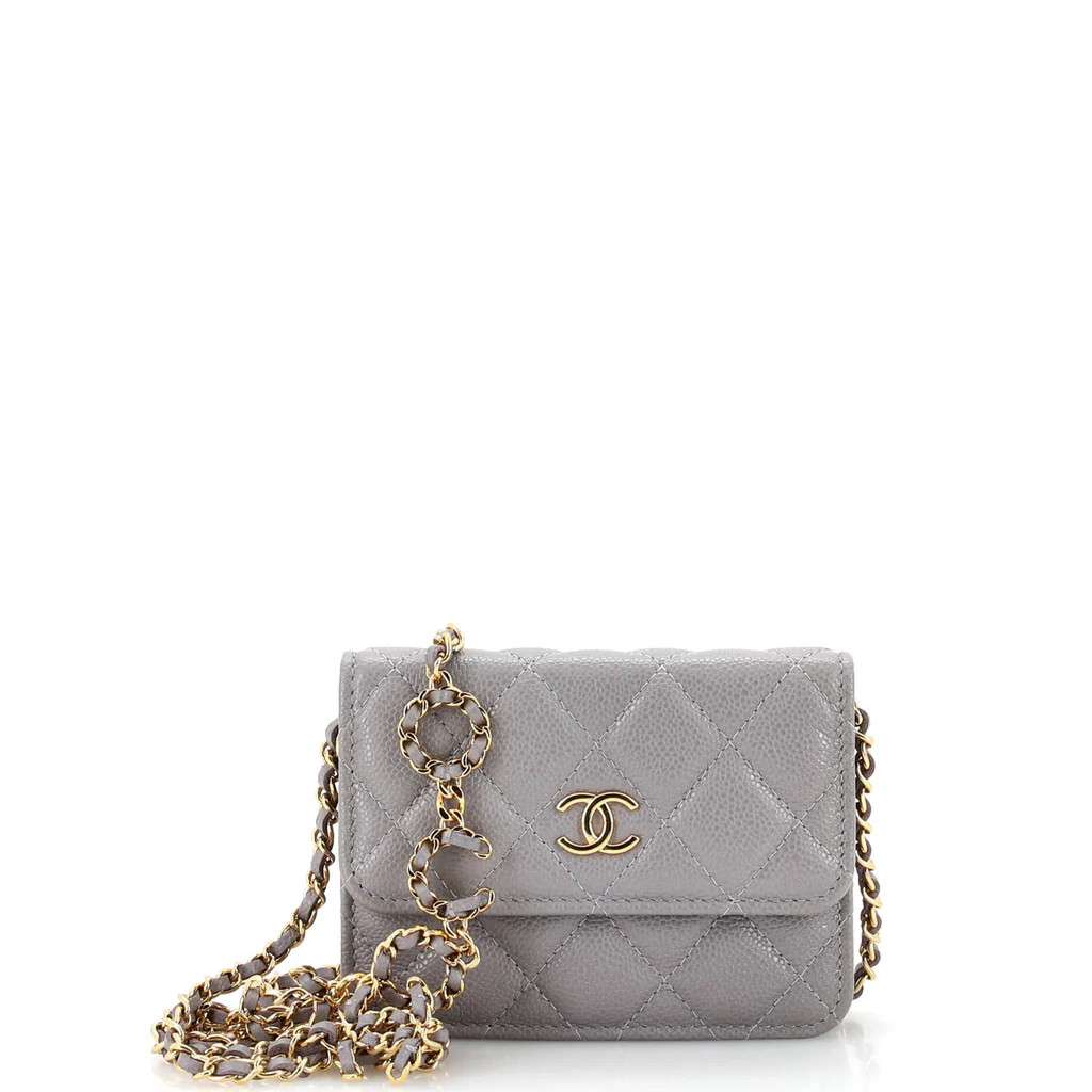 Miss Coco Strap Flap Clutch with Chain Quilted Caviar Mini | Rebag