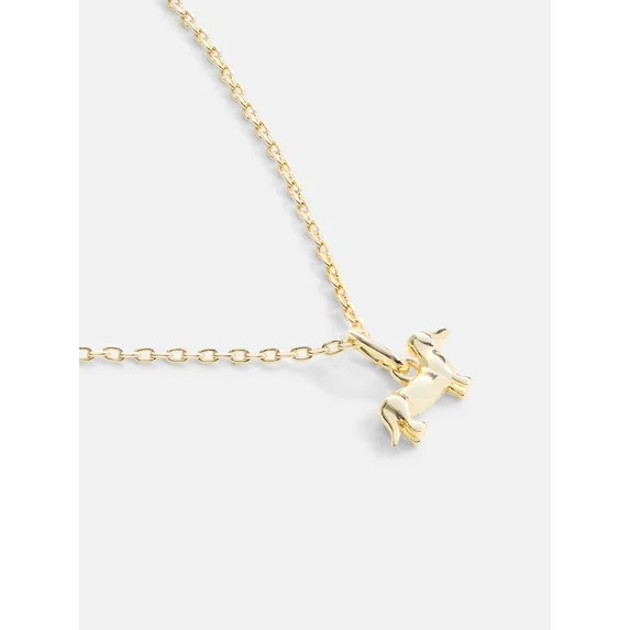 Free Assembly Women's Demi Fine 14K Gold Plated Dachshund Pendant Necklace, 16" + 2" Extender | Walmart (US)