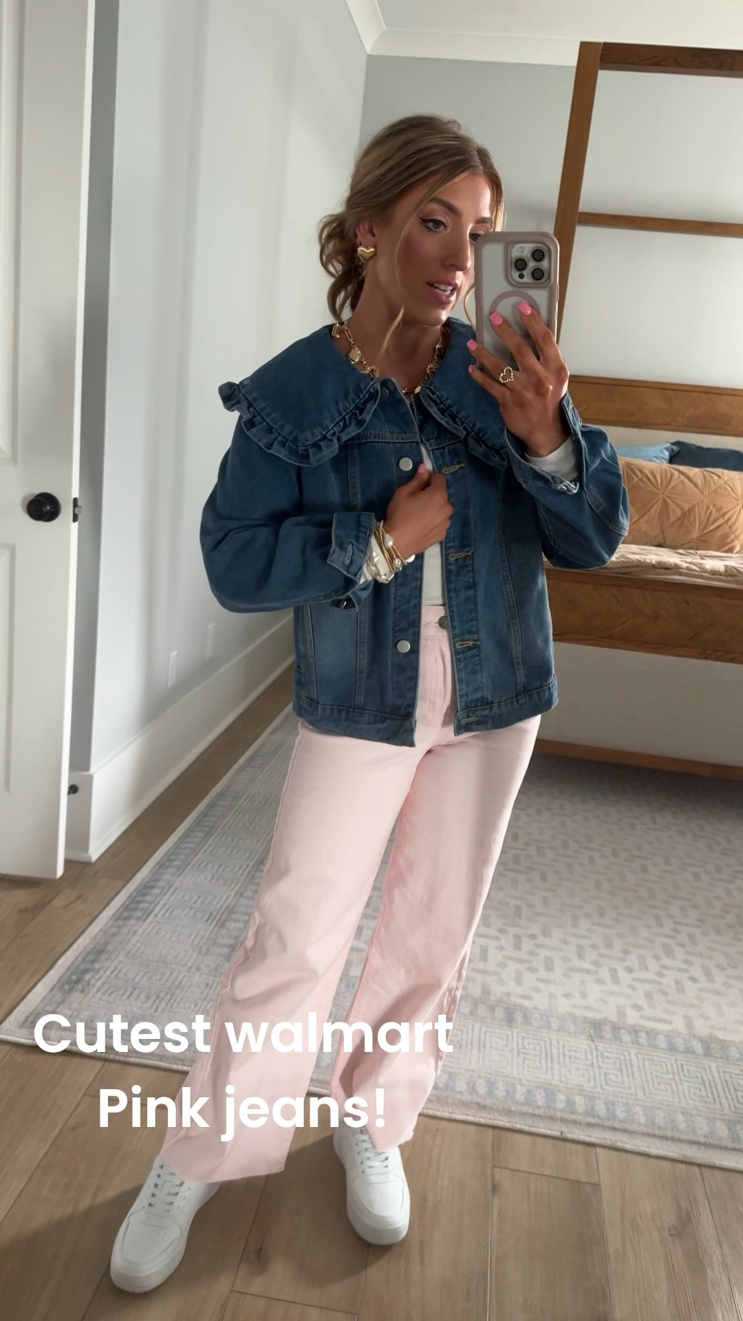 Today’s OOTD! Obsessed with this outfit that’s equal parts comfy and cute 💕 These Walmart pink jeans are the perfect pop of color, paired with a fitted ribbed top and the best under-$20 white sneakers for an easy everyday look. I layered on this Amazon ruffle-detail denim jacket for that extra feminine touch and finished it off with a heart charm necklace that makes the whole outfit feel so sweet and styled.

This is such a great look for casual everyday outfits, weekend errands, brunch with friends, or mom-life on the go — and everything is affordable and easy to recreate.

Shop the full outfit in my LTK ✨

#WalmartFashion #AffordableStyle #PinkJeans #DenimJacketStyle #AmazonFinds #CasualChic #EverydayOutfit #BudgetFriendlyFashion #WalmartFinds #LTKIt #StyleOnABudget #WomensFashionFinds #SneakerStyle